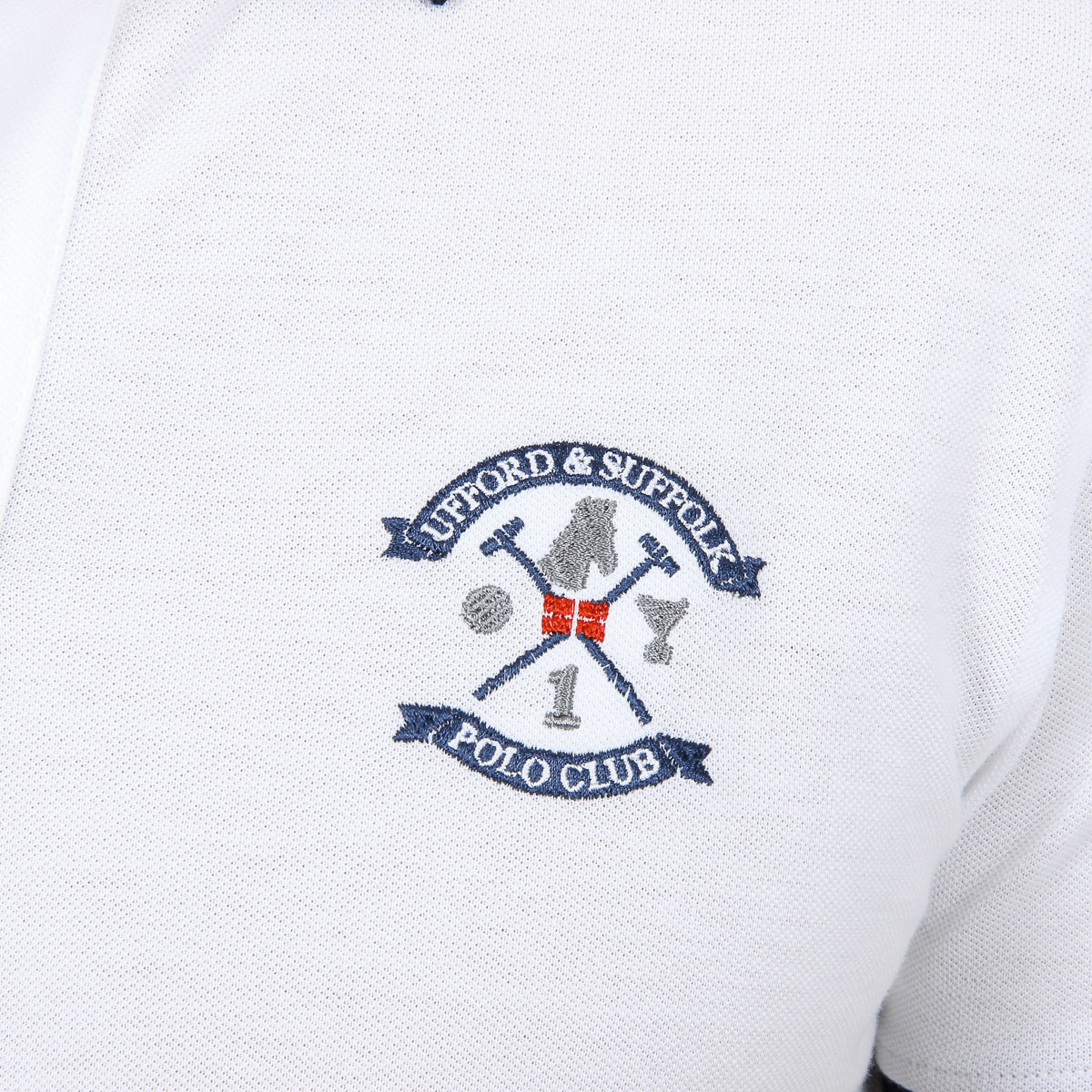 Polo da uomo a maniche corte Ufford & Suffolk Polo Club, colore bianco APACHE