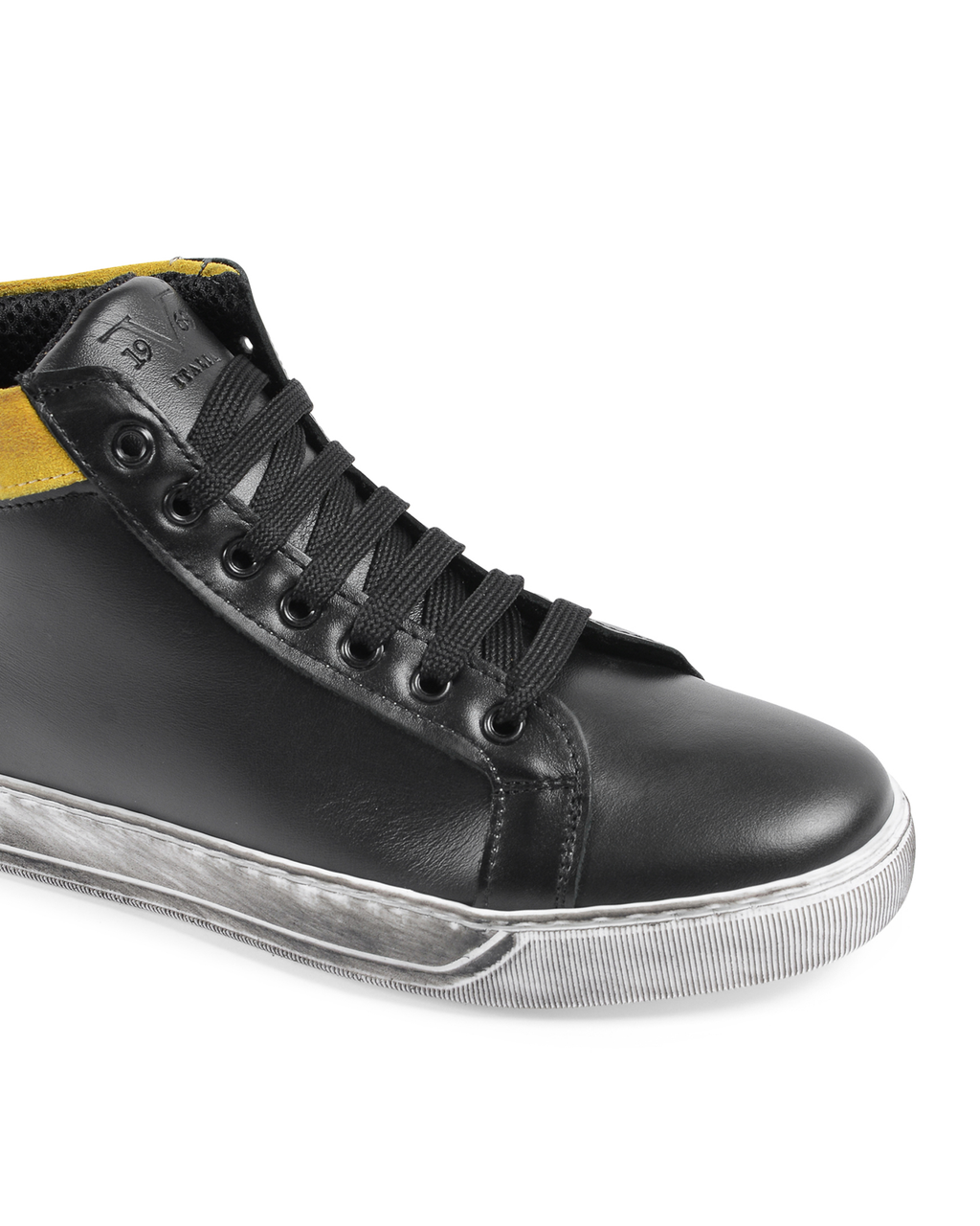 Sneaker da uomo 19V69 Italia Nero Giallo 2130 VITELLO NERO CAM GIALLO