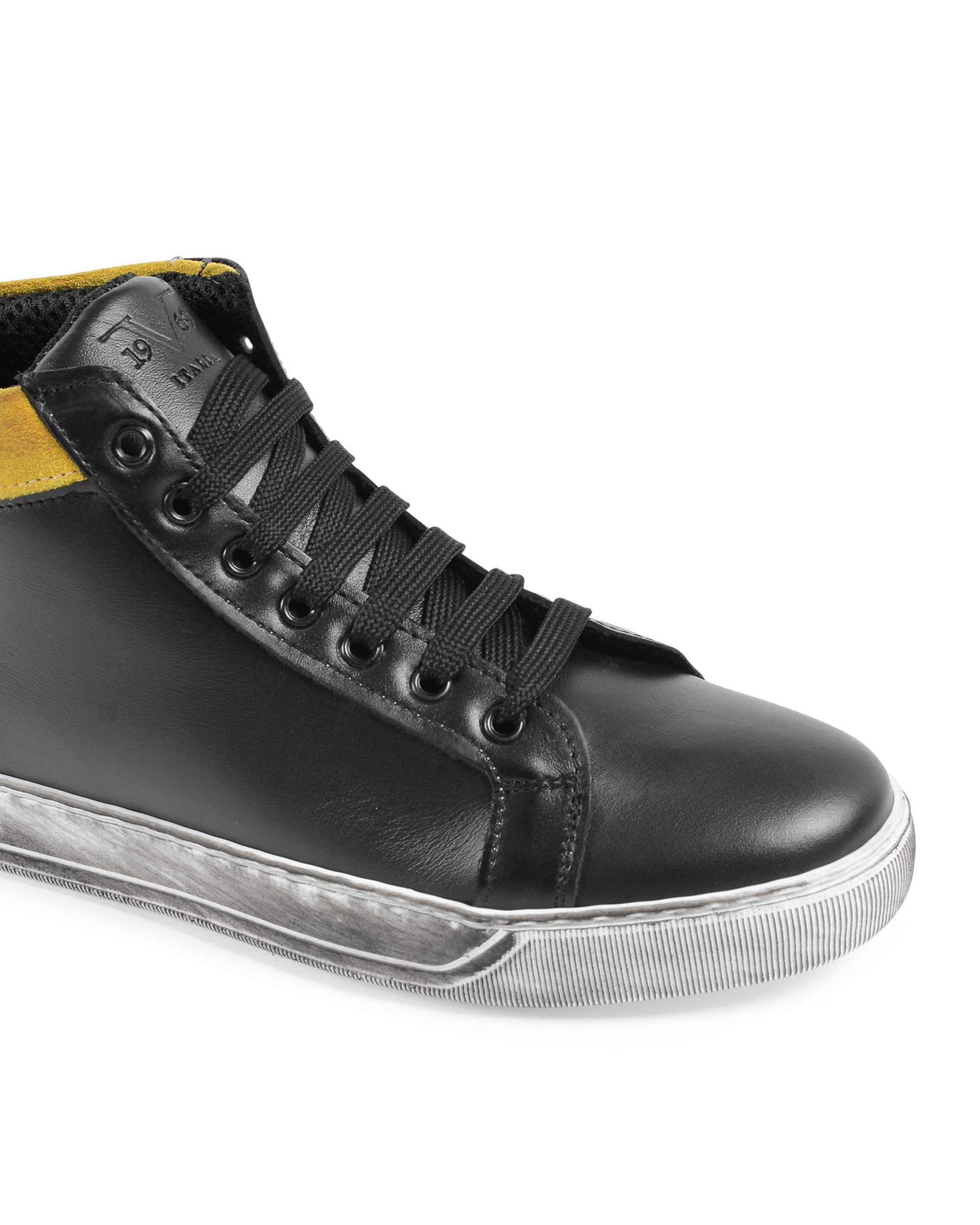 Sneaker da uomo 19V69 Italia Nero Giallo 2130 VITELLO NERO CAM GIALLO