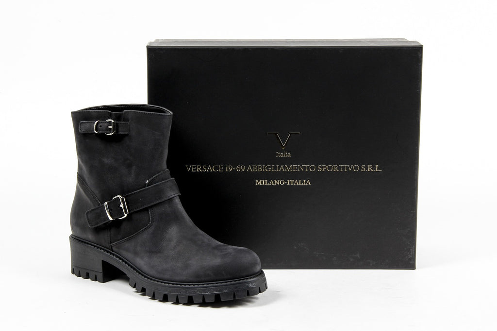 V 1969 Italia Womens Short Boot B1441 NABUK NERO