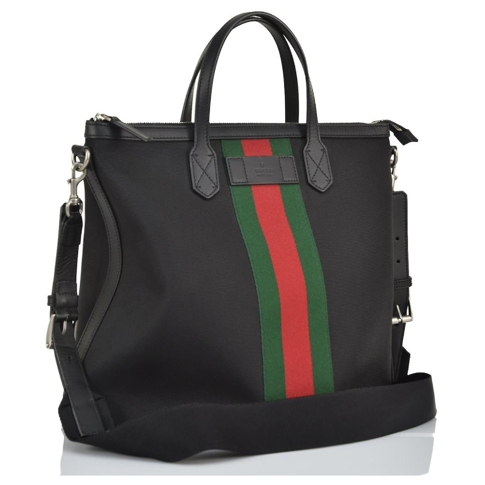 Borsa tote Gucci Web stripe da uomo nera