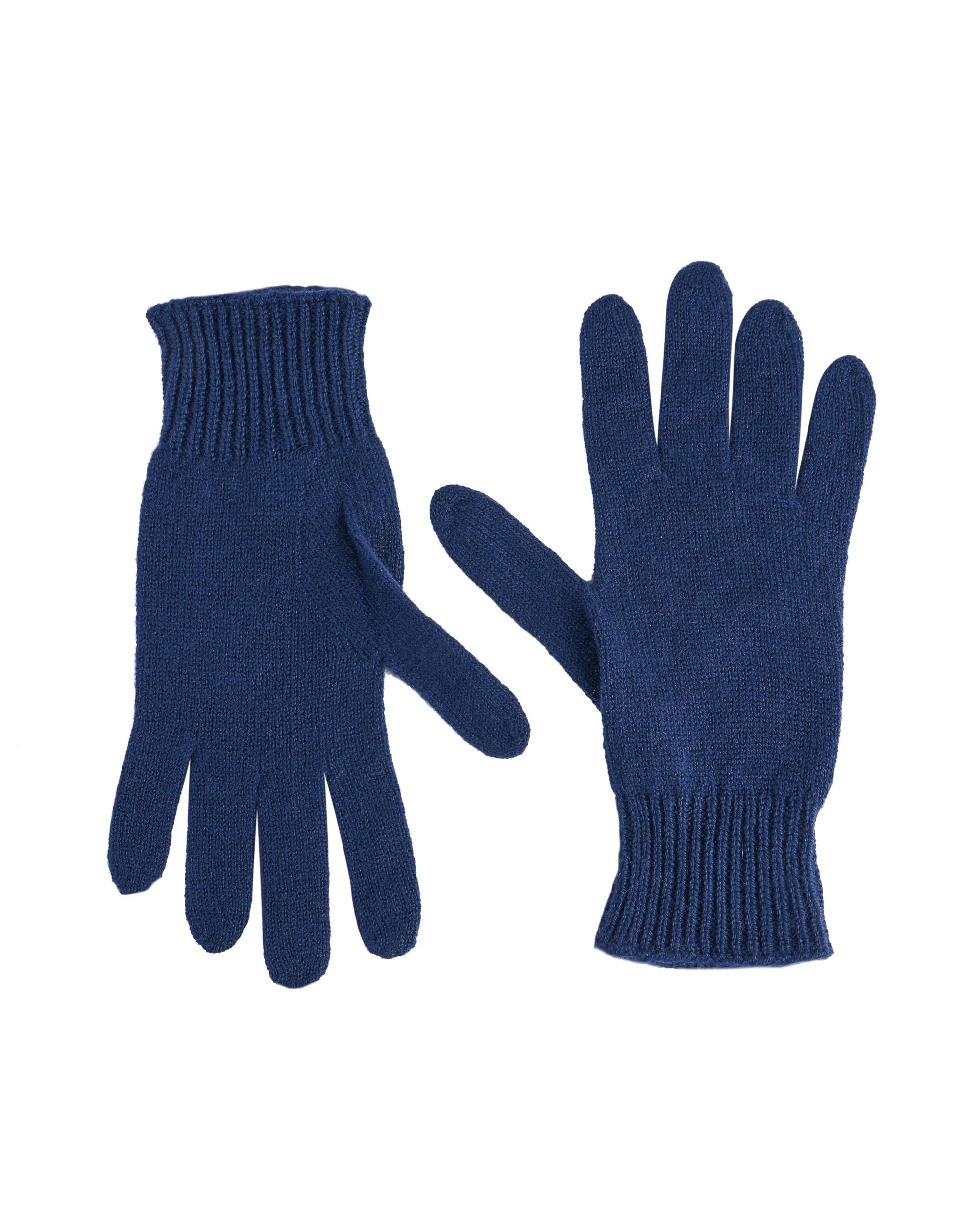 Guanti corti da donna in cashmere Crown of Edinburgh COE 001 BLU NOTTE