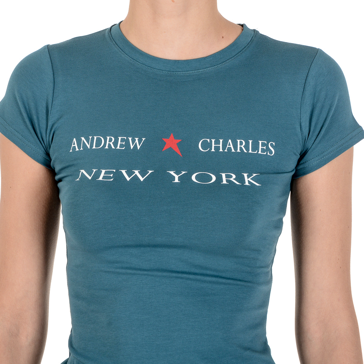 Andrew Charles T-shirt da donna a maniche corte con scollo rotondo verde TARANA