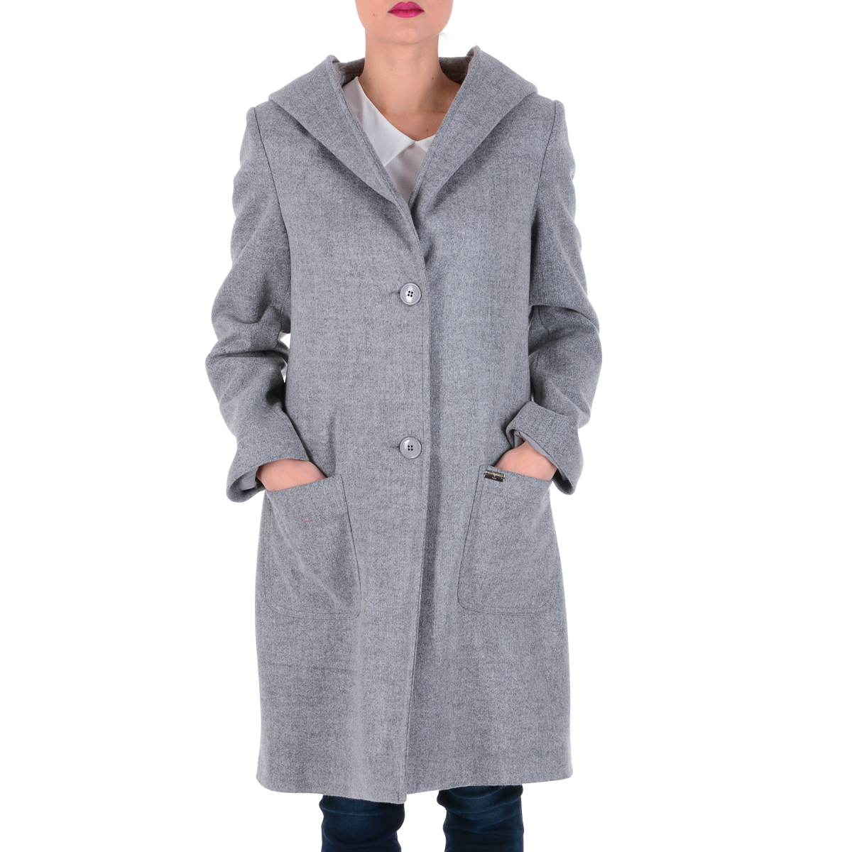 V 1969 Italia Cappotto da donna a maniche lunghe grigio chiaro STOCCOLMA