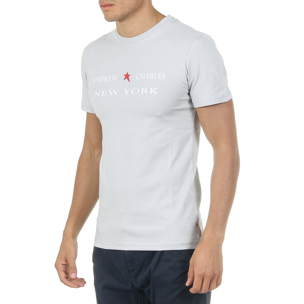 Andrew Charles T-shirt da uomo a maniche corte con scollo rotondo grigio chiaro KEITA