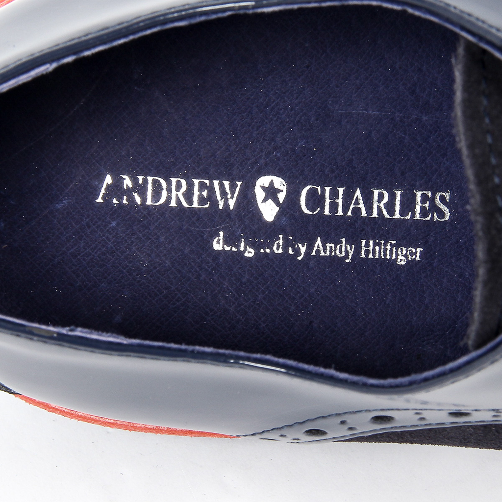 Scarpe Oxford brogue da uomo Andrew Charles 914 ABRASIVATO CAMOSCIO BLEU