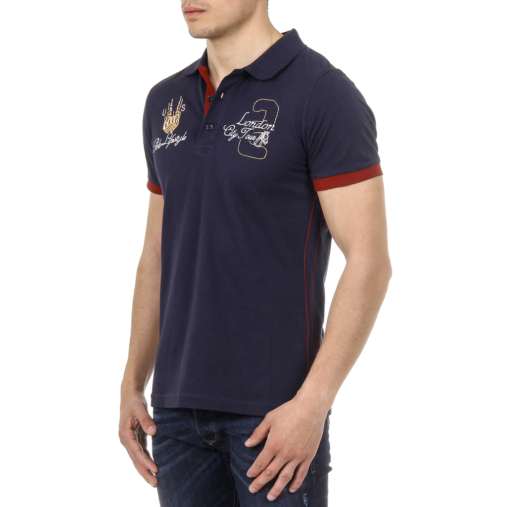 Polo da uomo a maniche corte Ufford & Suffolk Polo Club US005 BLU NAVY