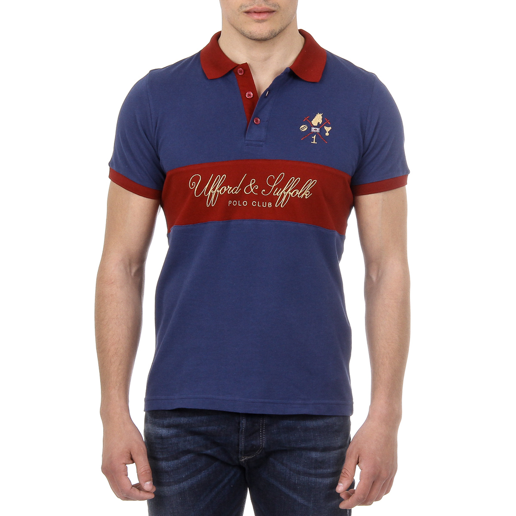 Polo da uomo a maniche corte Ufford & Suffolk Polo Club US002 BLU NAVY