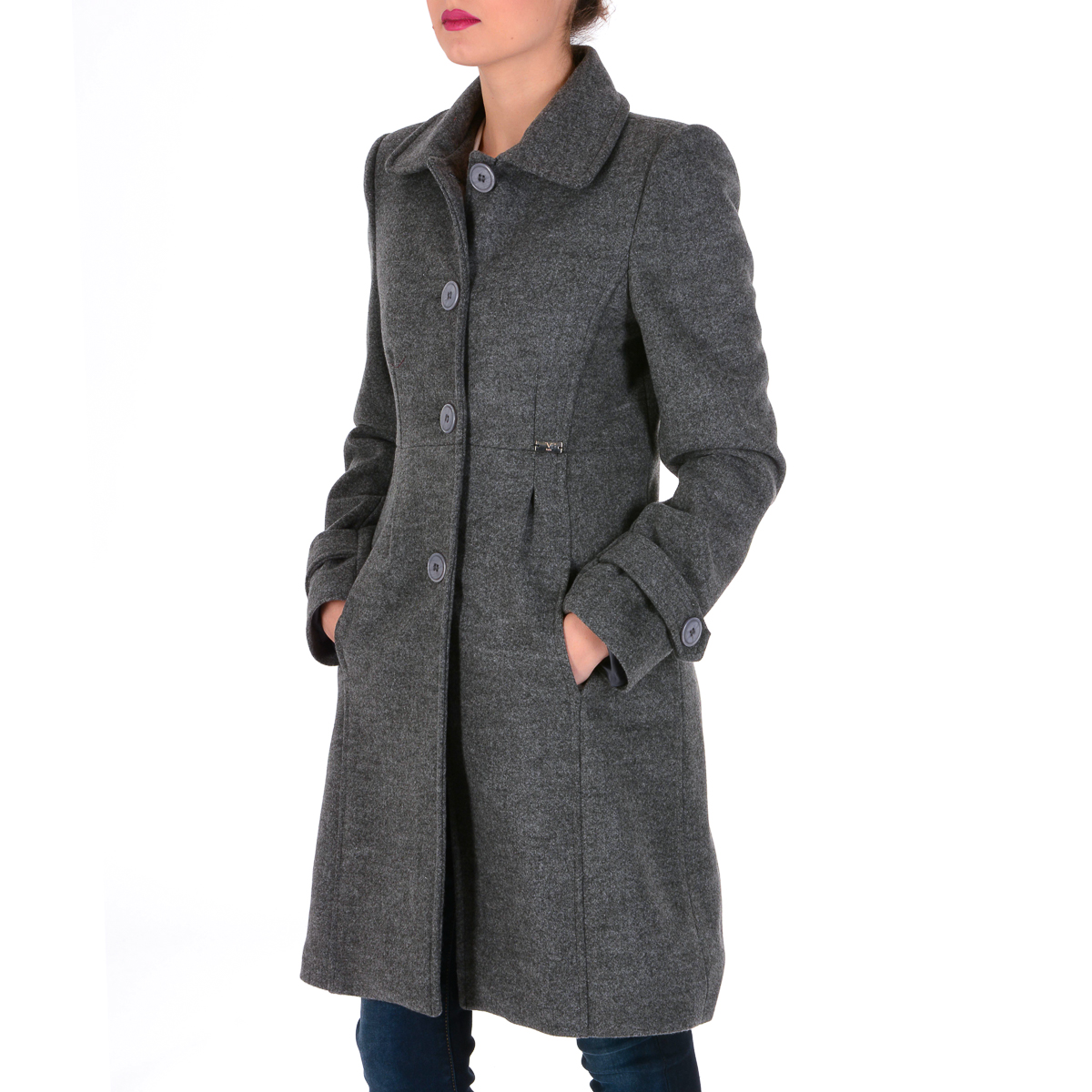 V 1969 Italia Cappotto da donna a maniche lunghe grigio scuro GAU