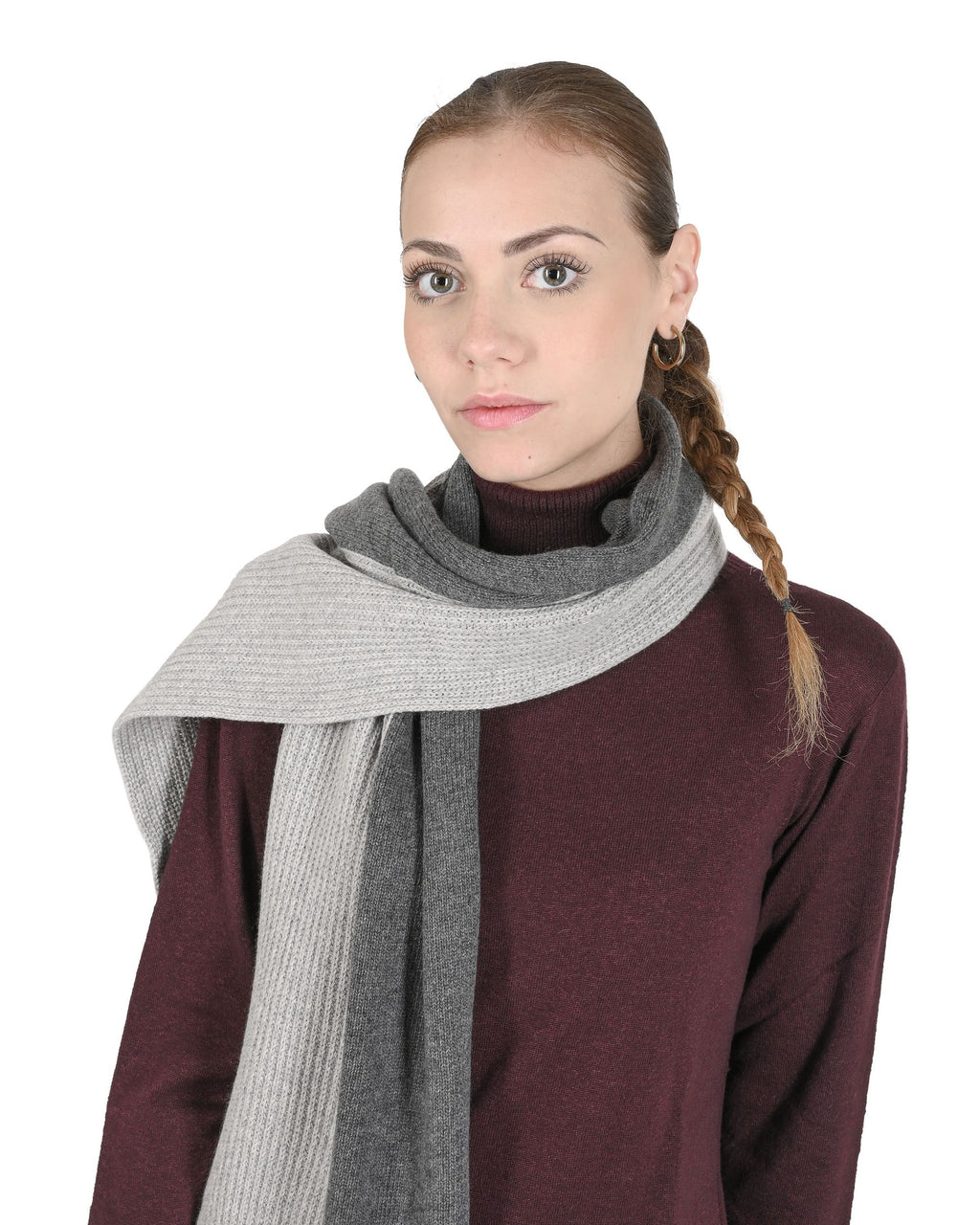 Sciarpa da donna in cashmere Crown of Edinburgh COE 0052 GRIGIO SCURO PERLA
