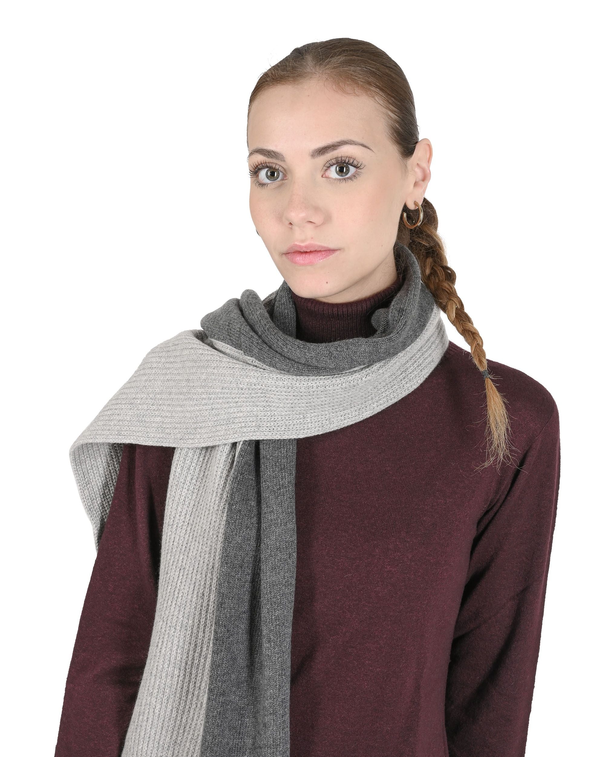 Sciarpa da donna in cashmere Crown of Edinburgh COE 0052 GRIGIO SCURO PERLA