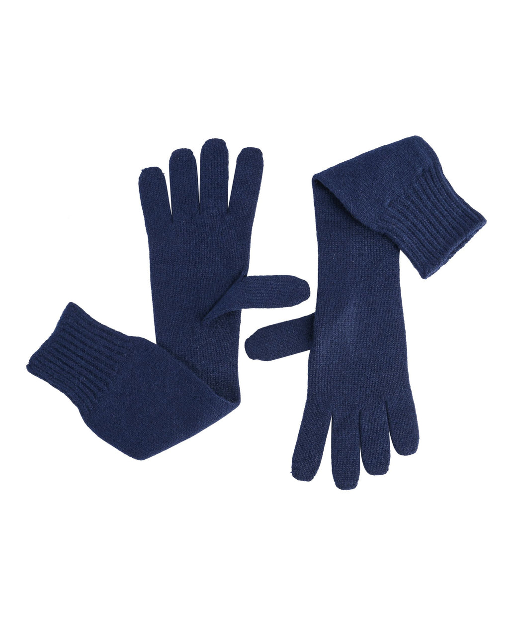 Guanti lunghi da donna in cashmere Crown of Edinburgh COE 002 BLU NOTTE