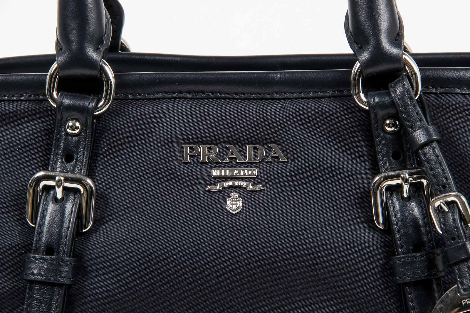 Borsa a mano Prada da donna BN1841 in tessuto e vitello morbido