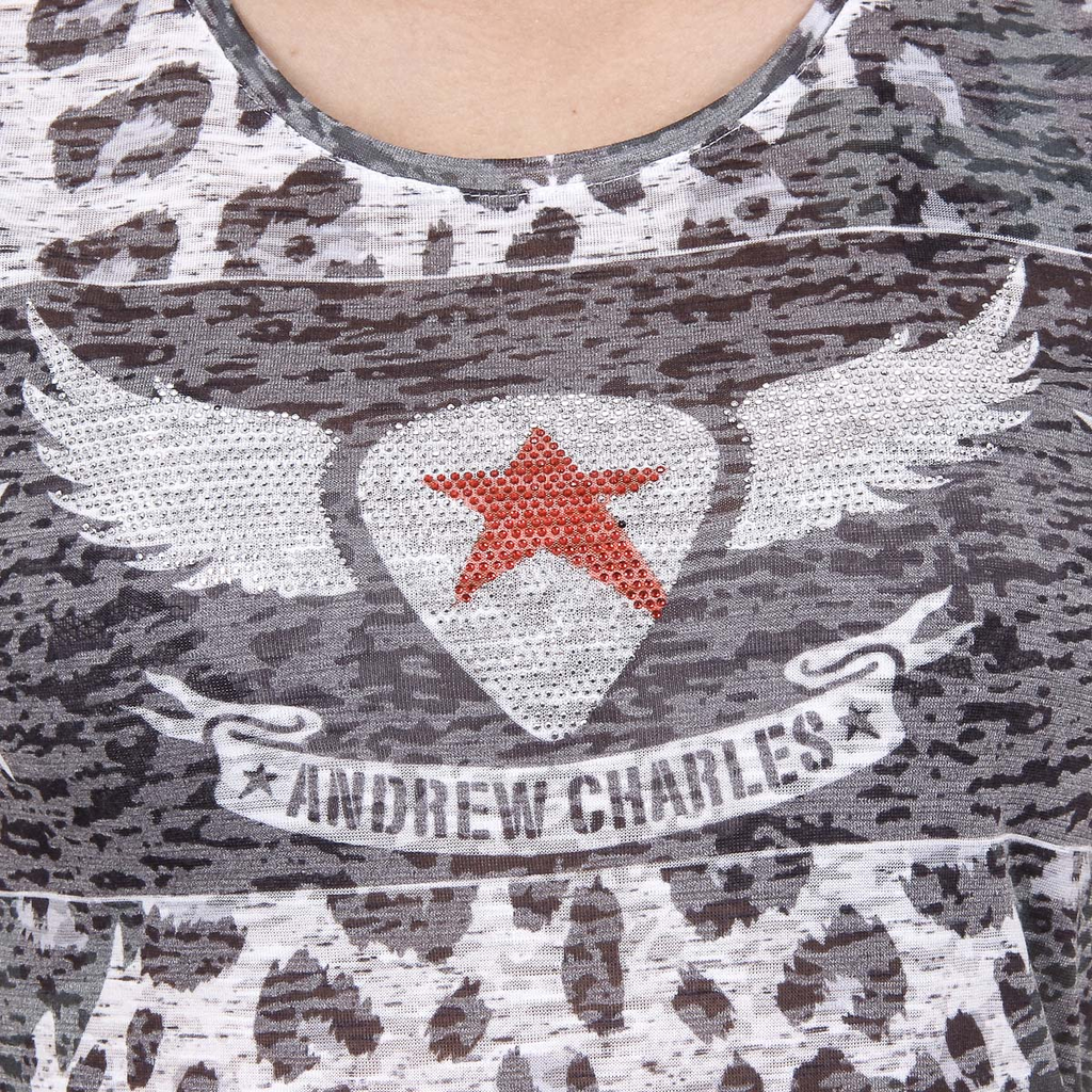 Andrew Charles T-shirt da donna a maniche corte con scollo tondo, nera MAYA