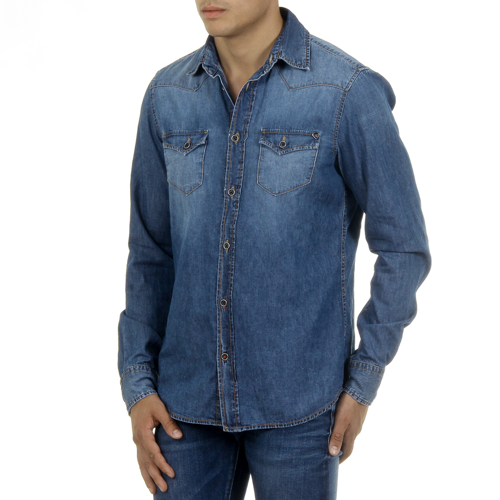 Camicia da uomo Andrew Charles a maniche lunghe in denim CAMILIA