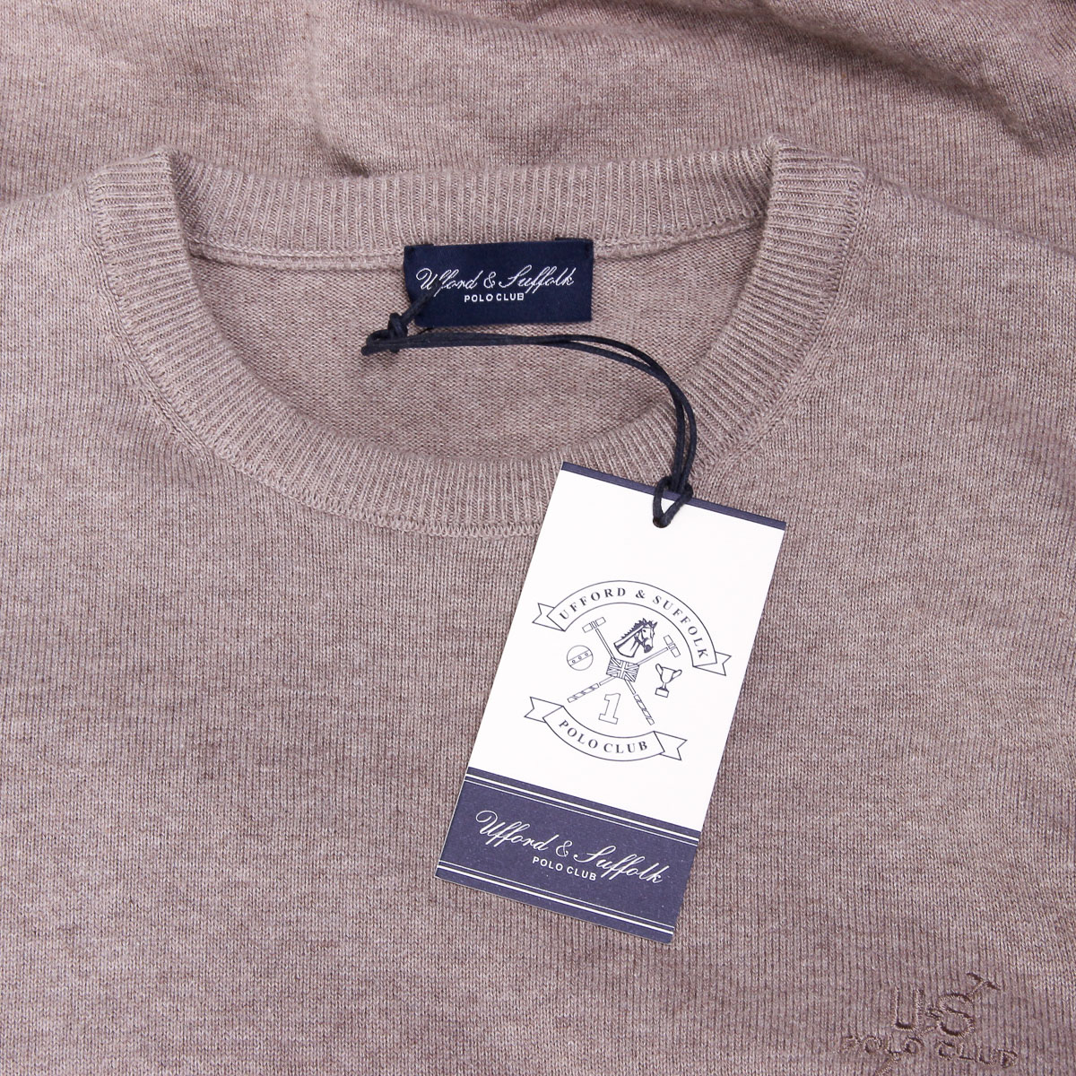 Maglione da uomo Ufford & Suffolk Polo Club a maniche lunghe con scollo rotondo PULLRUS100 VISON