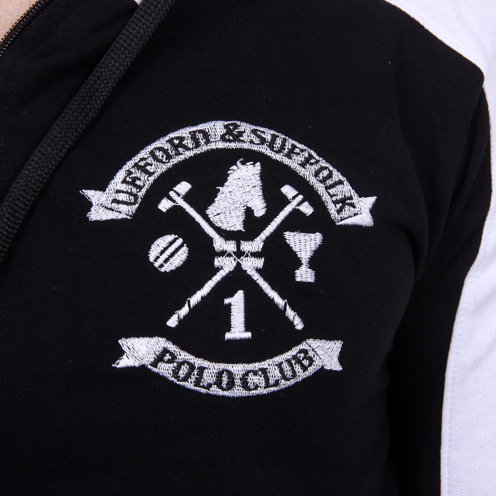 Felpa con cappuccio da uomo Ufford & Suffolk Polo Club con cerniera e maniche lunghe