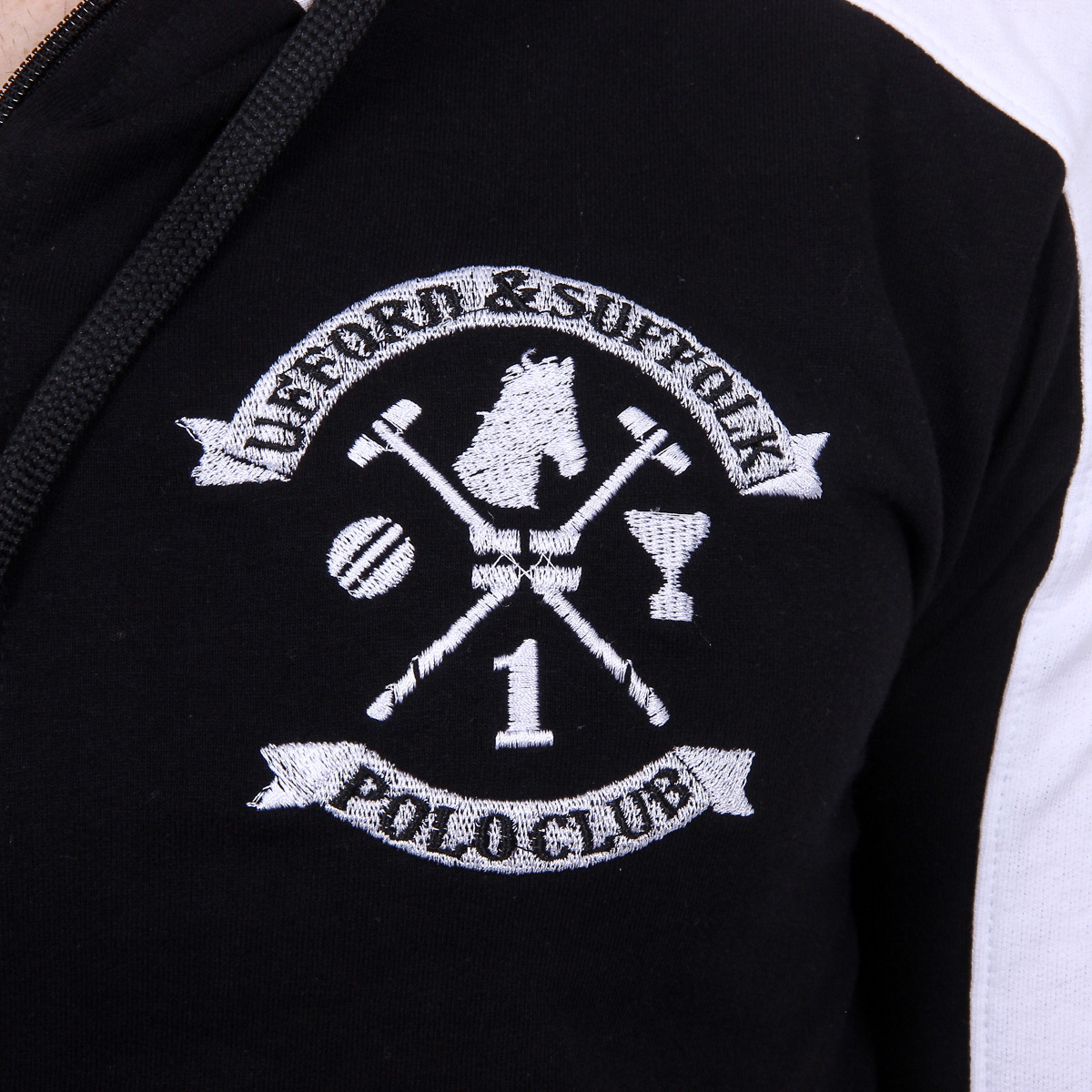 Felpa con cappuccio da uomo Ufford & Suffolk Polo Club con cerniera e maniche lunghe