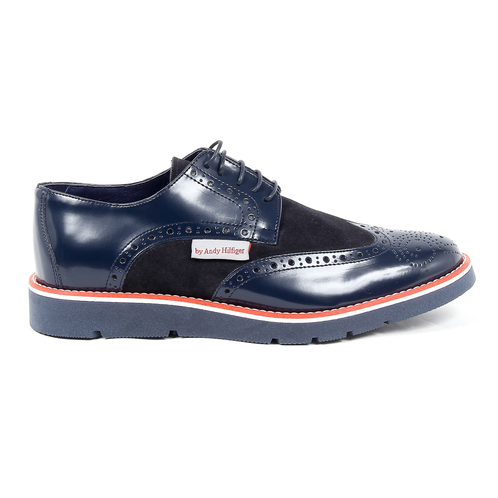 Scarpe Oxford brogue da uomo Andrew Charles 914 ABRASIVATO CAMOSCIO BLEU