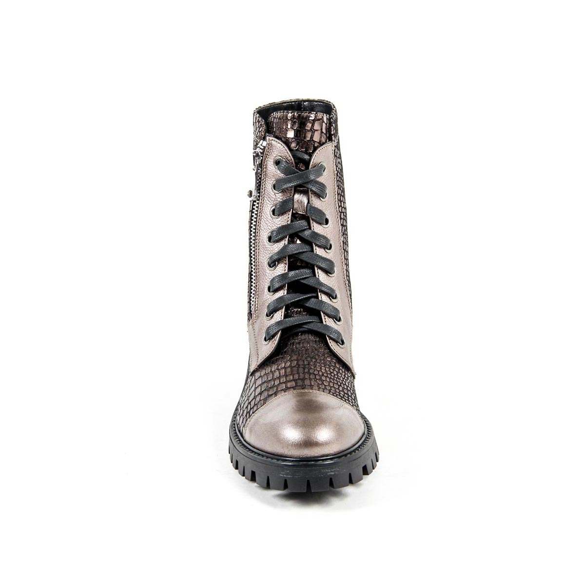 Stivale corto da donna V 1969 Italia B1476 VITELLO + PIETRA BRONZO
