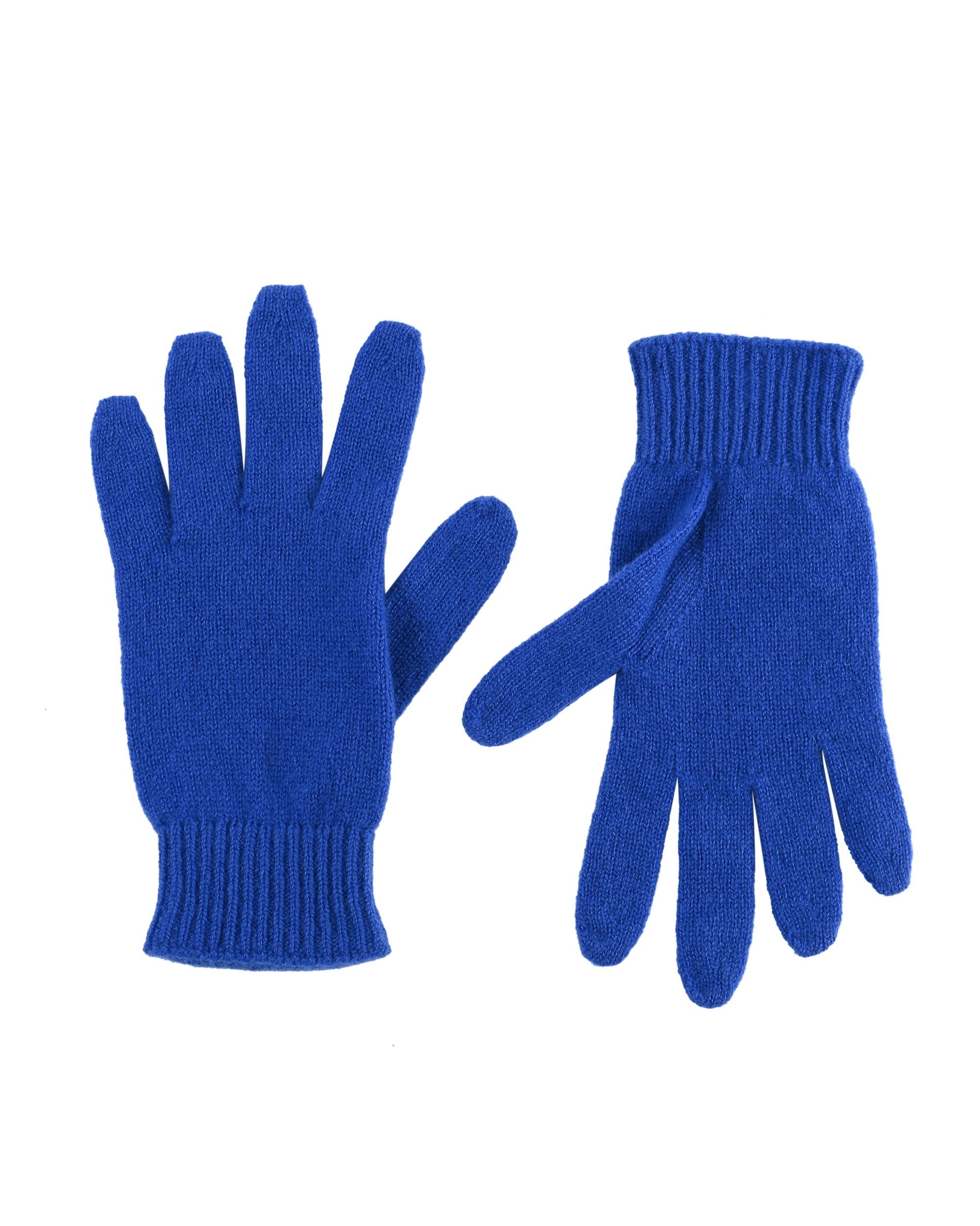 Guanti corti da donna in cashmere Crown of Edinburgh COE 001 BLU REALE