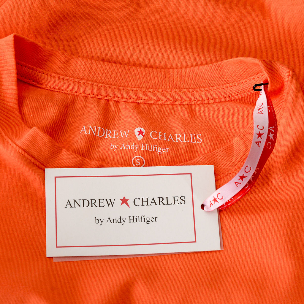 Andrew Charles T-shirt da donna a maniche corte con scollo tondo arancione TARANA