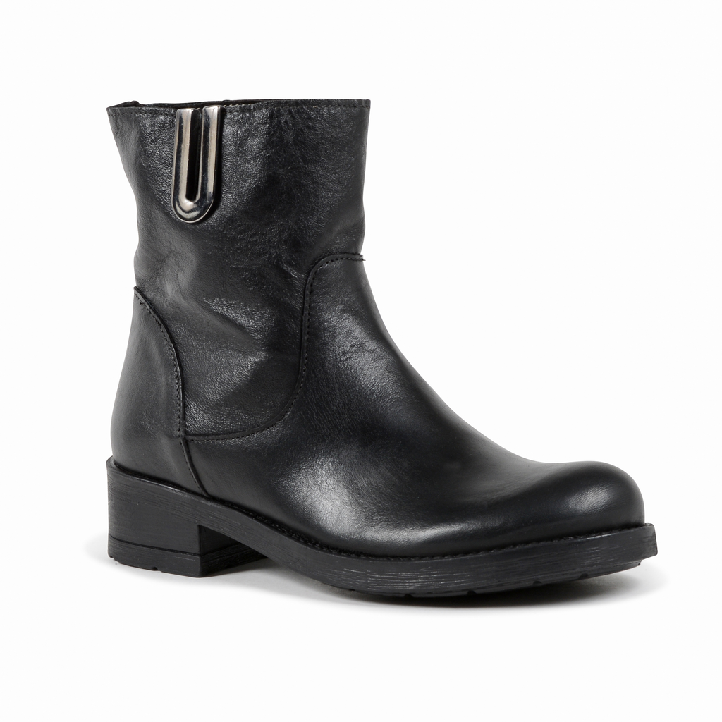 19V69 Italia Womens Ankle Boot Black 016 VITELLO NERO