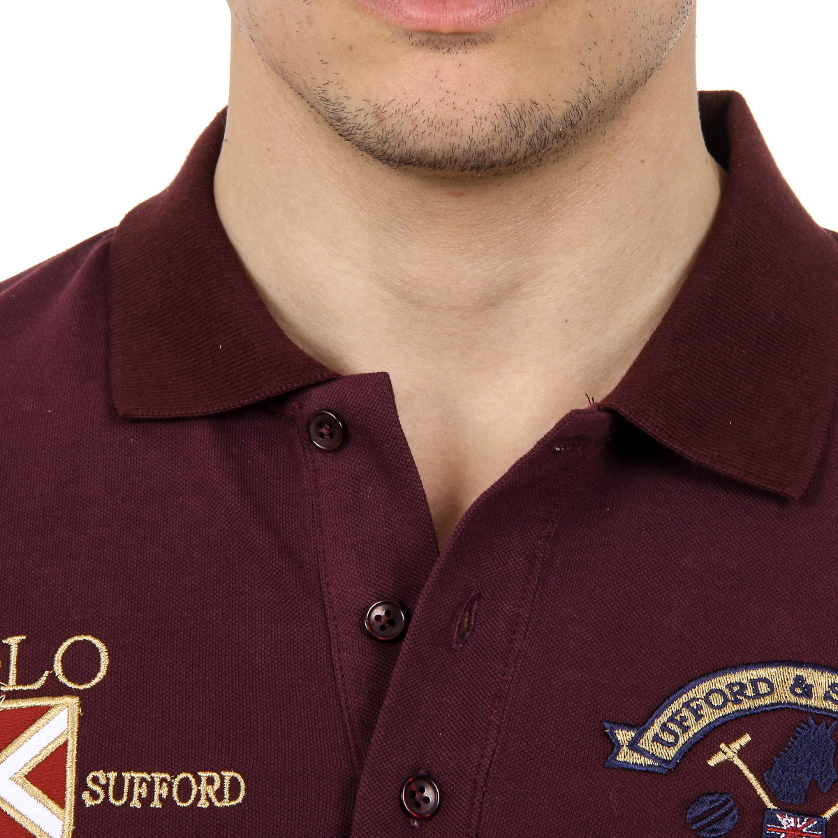 Polo da uomo a maniche corte Ufford & Suffolk Polo Club US007 BORDEAUX