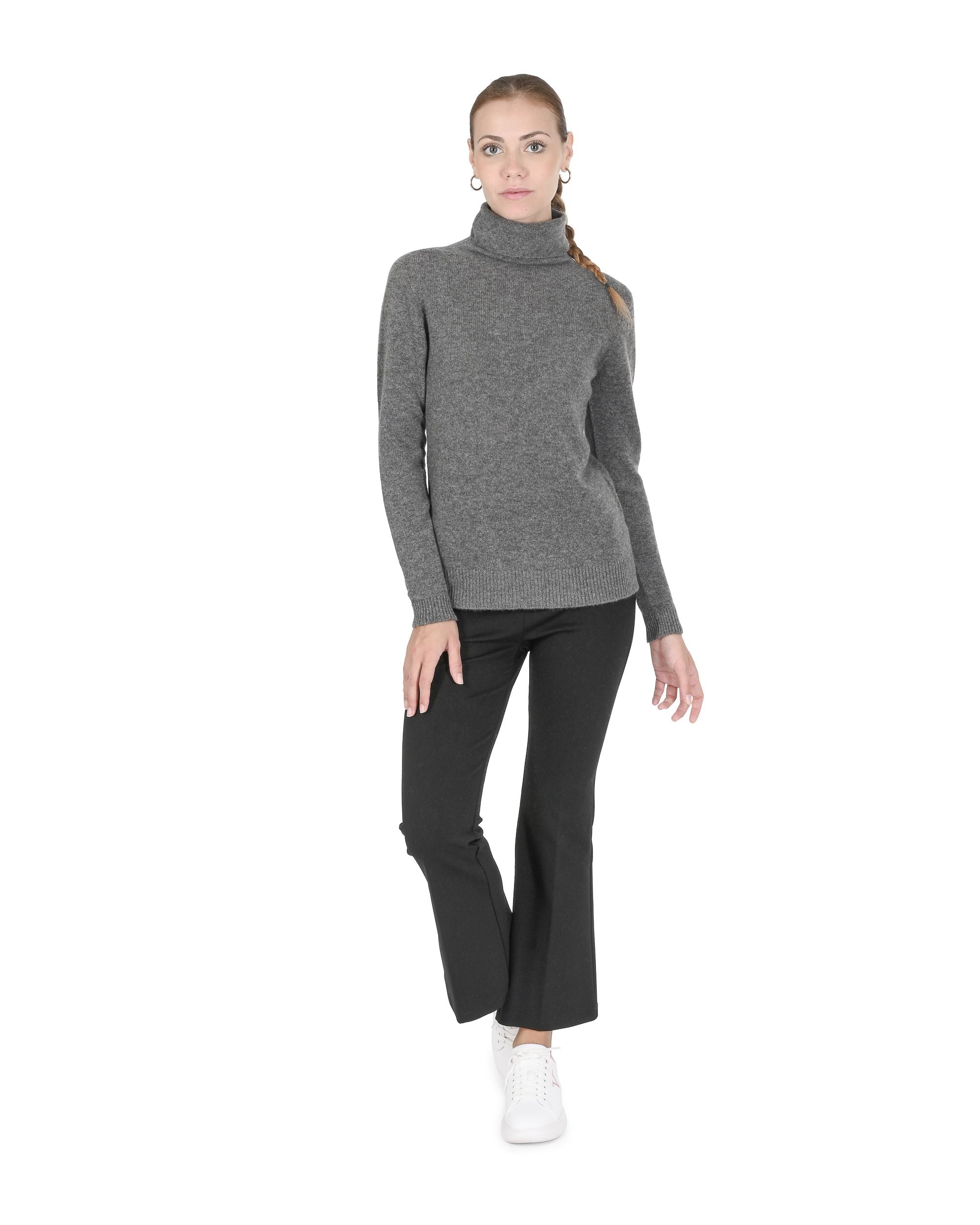 Maglione dolcevita da donna in cashmere Crown of Edinburgh COE 0021 SMOG