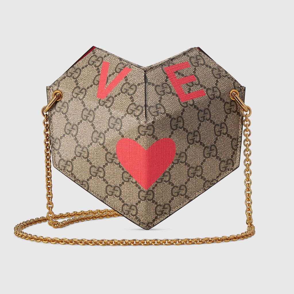Gucci GG Supreme Monogram San Valentino marrone rosso