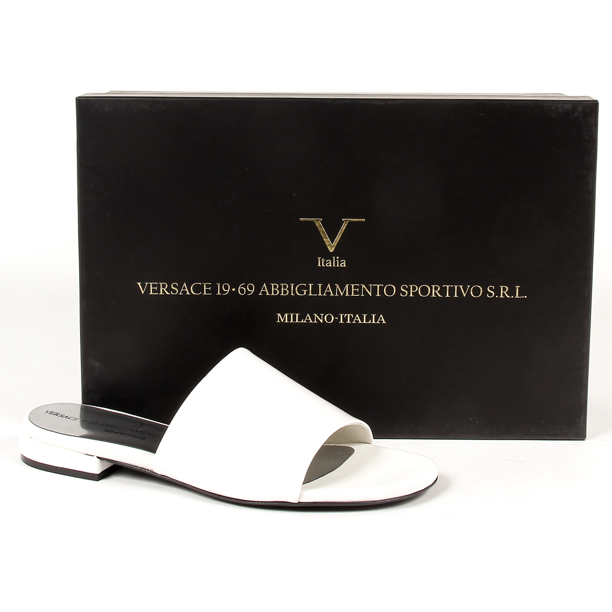 V 1969 Italia Sandalo piatto da donna bianco IZAR
