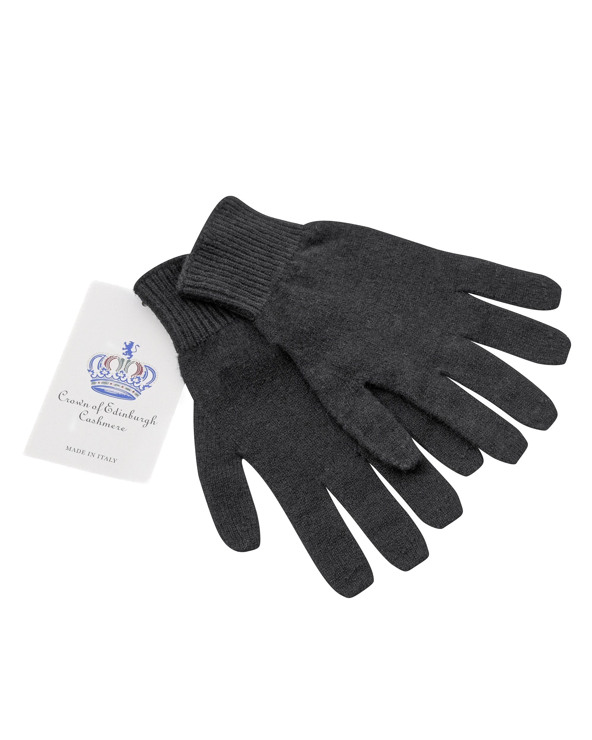 Guanti corti da donna in cashmere Crown of Edinburgh COE 001 NERO
