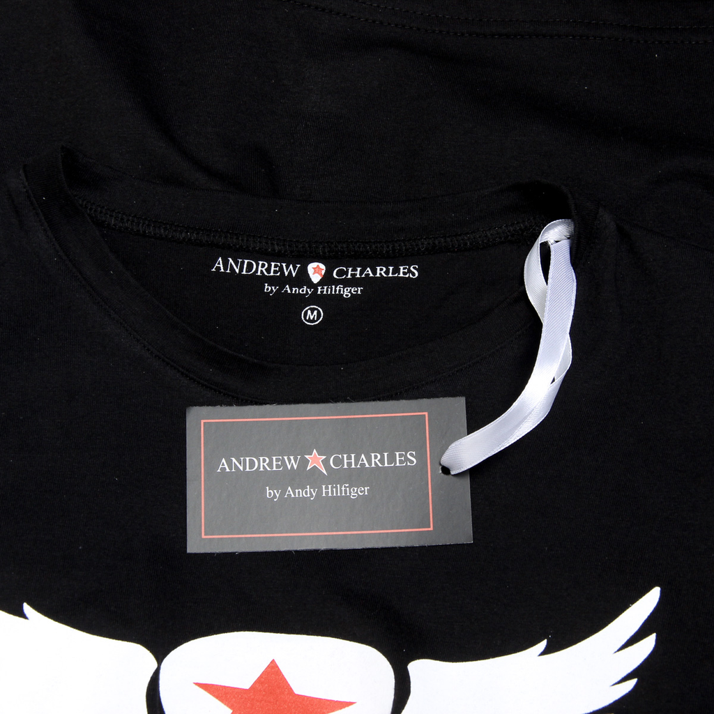 Andrew Charles T-shirt da uomo a maniche corte con scollo rotondo, nera KEITA