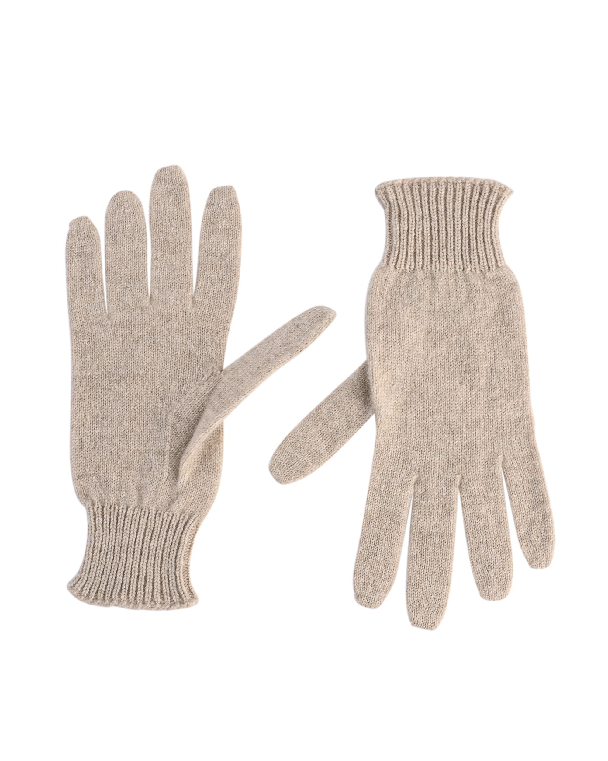 Guanti corti da donna in cashmere Crown of Edinburgh COE 001 BEIGE