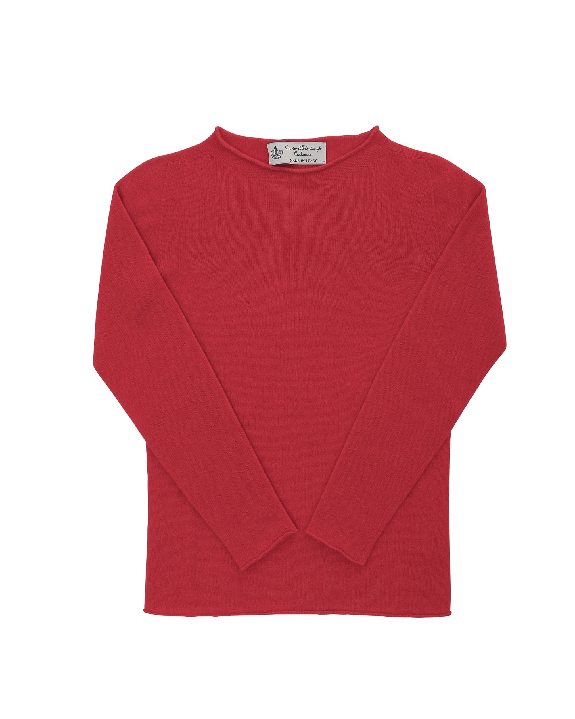 Maglione da donna in cashmere con scollo a barca Crown of Edinburgh COE 0025 ROSSO