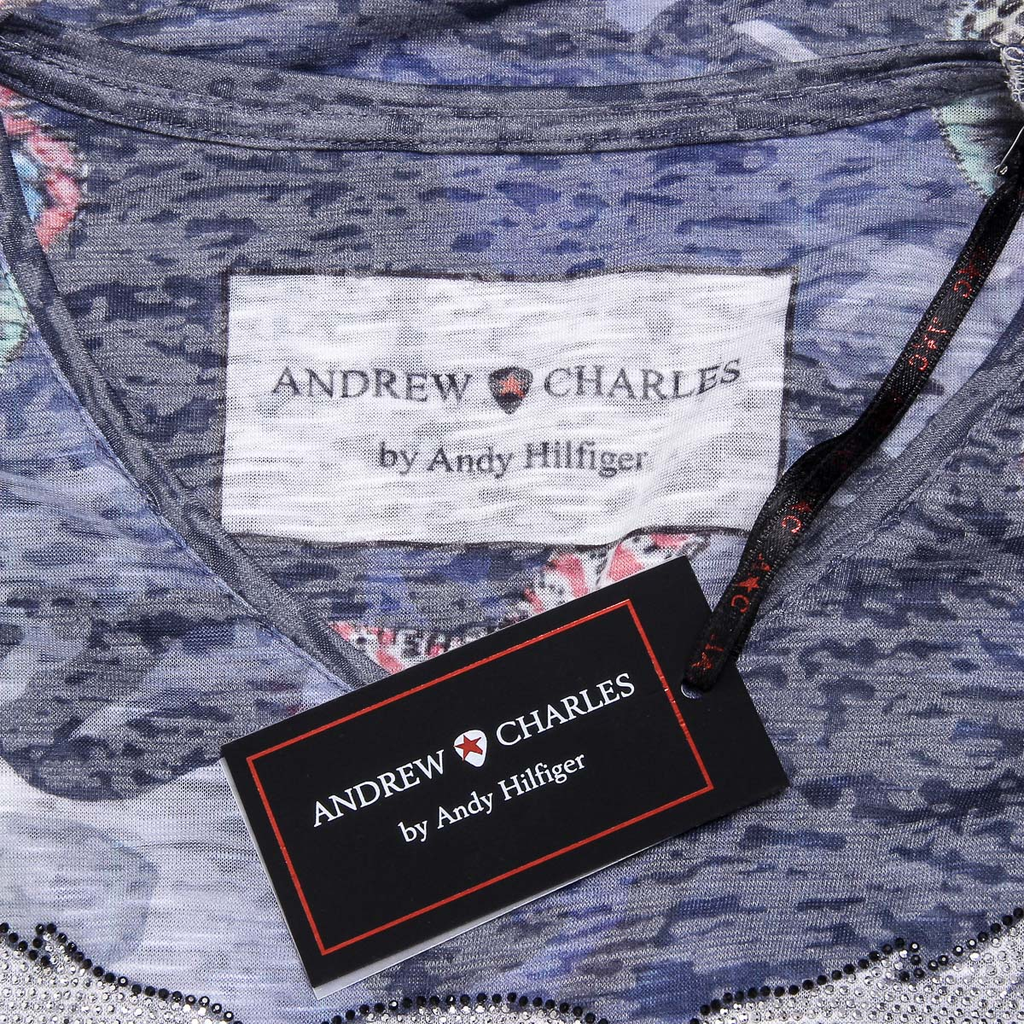 Andrew Charles T-shirt da donna a maniche corte con scollo a V blu scuro STELLA