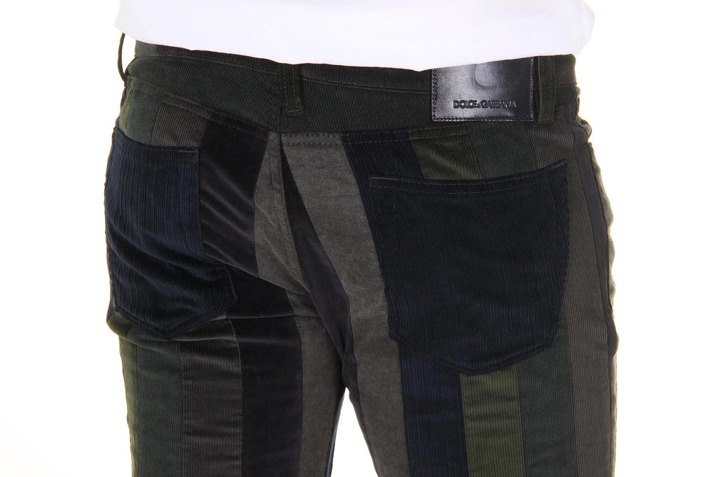 Pantaloni da uomo Dolce & Gabbana Stretch 16 Patchwork in velluto misto G4P4CX G9V40 S9000