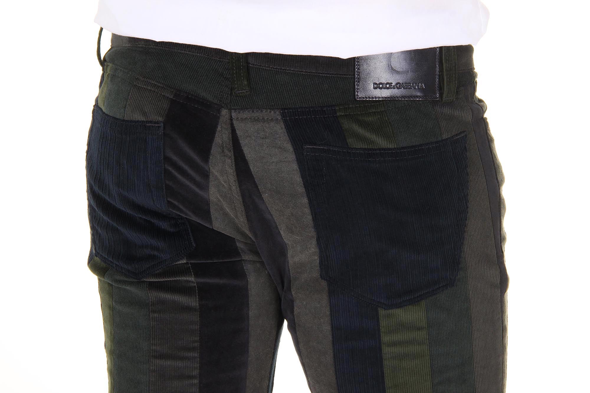 Pantaloni da uomo Dolce & Gabbana Stretch 16 Patchwork in velluto misto G4P4CX G9V40 S9000