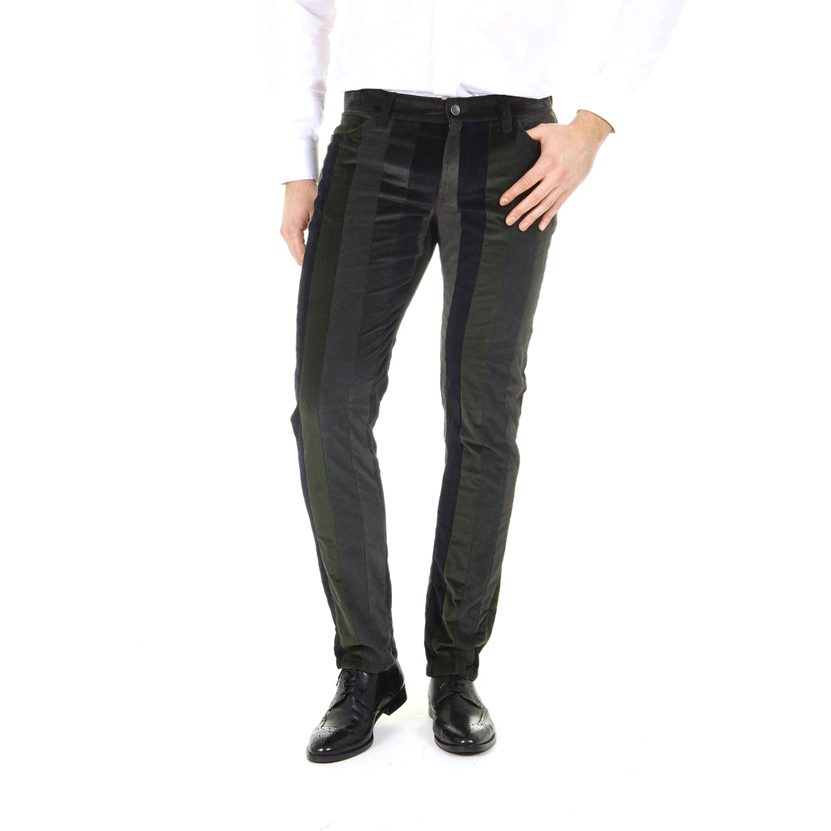 Pantaloni da uomo Dolce & Gabbana Stretch 16 Patchwork in velluto misto G4P4CX G9V40 S9000