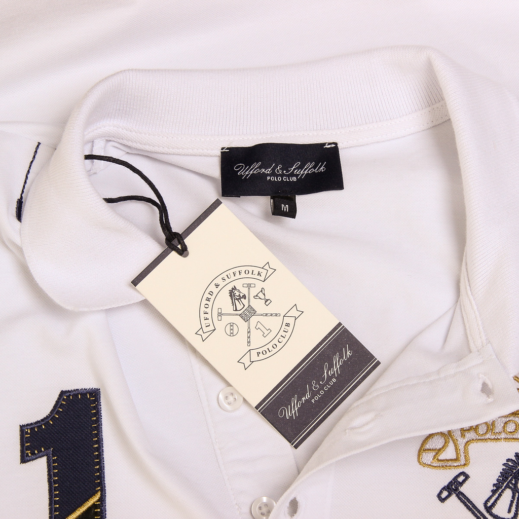 Polo da uomo a maniche corte Ufford & Suffolk Polo Club US008 BIANCO