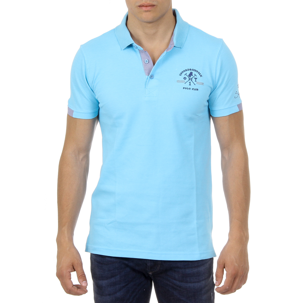 Polo da uomo a maniche corte Ufford & Suffolk Polo Club US025 BLU
