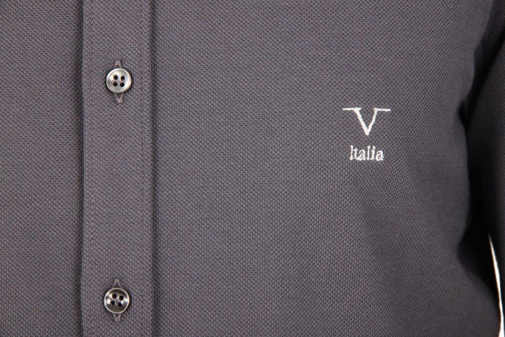V 1969 Italia camicia da uomo a maniche lunghe Paris Piquet Grigio
