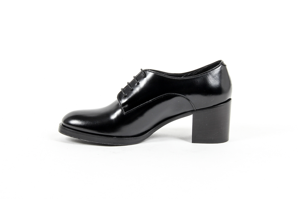 V 1969 Italia Scarpa Oxford con tacco da donna nera RITZ