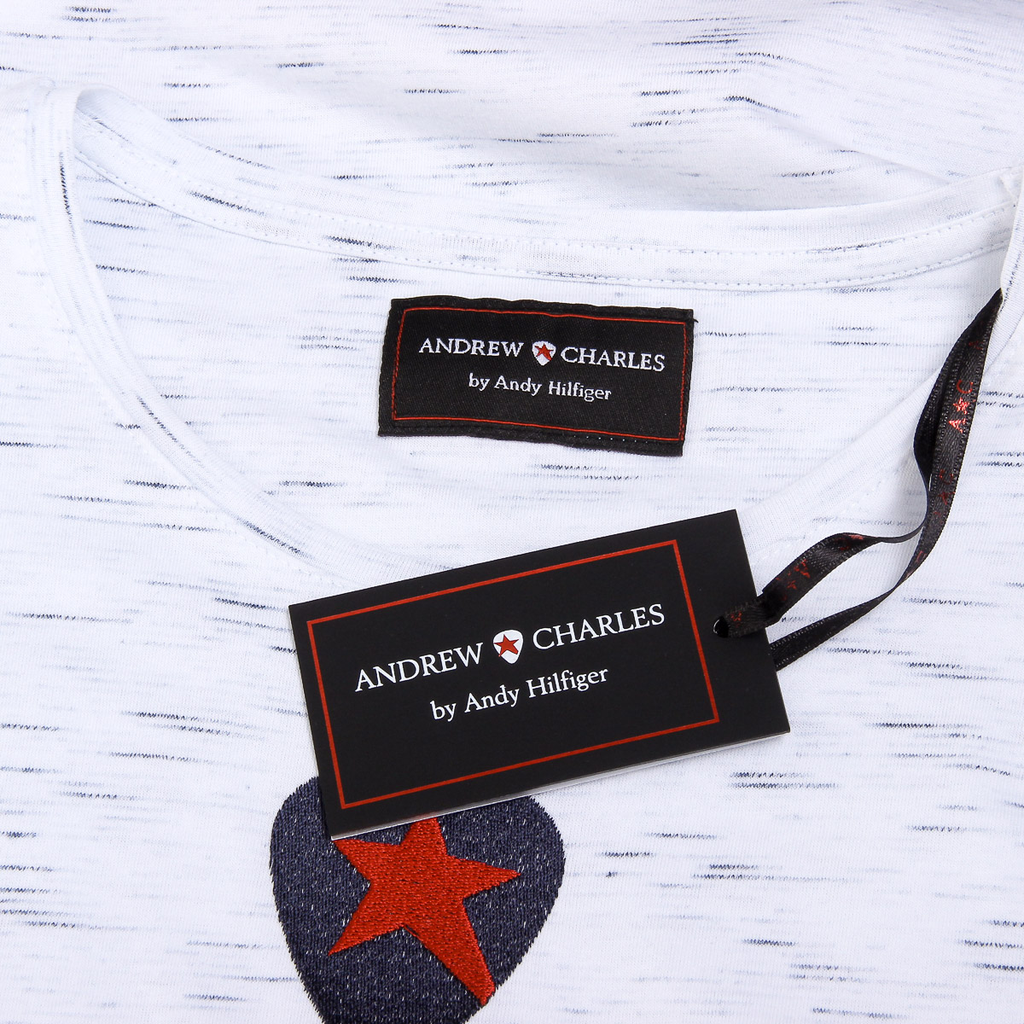 Andrew Charles T-shirt da uomo a maniche corte con scollo rotondo, bianca JACK