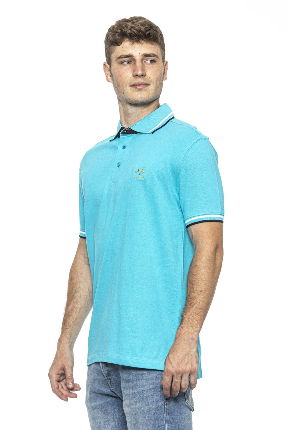 19V69 Italia Polo Uomo Azzurro RETRO TURCHESE