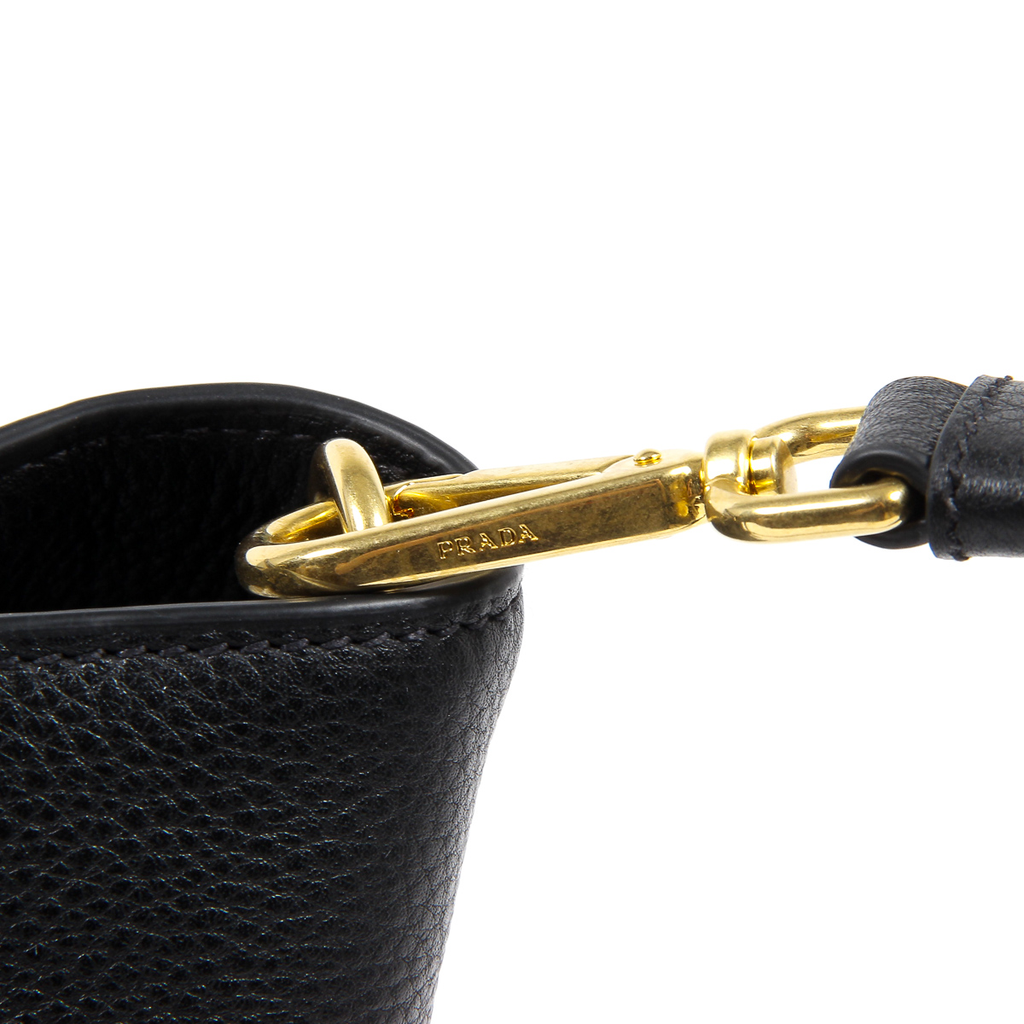 Borsa shopper Prada Vitello Phenix in pelle nera