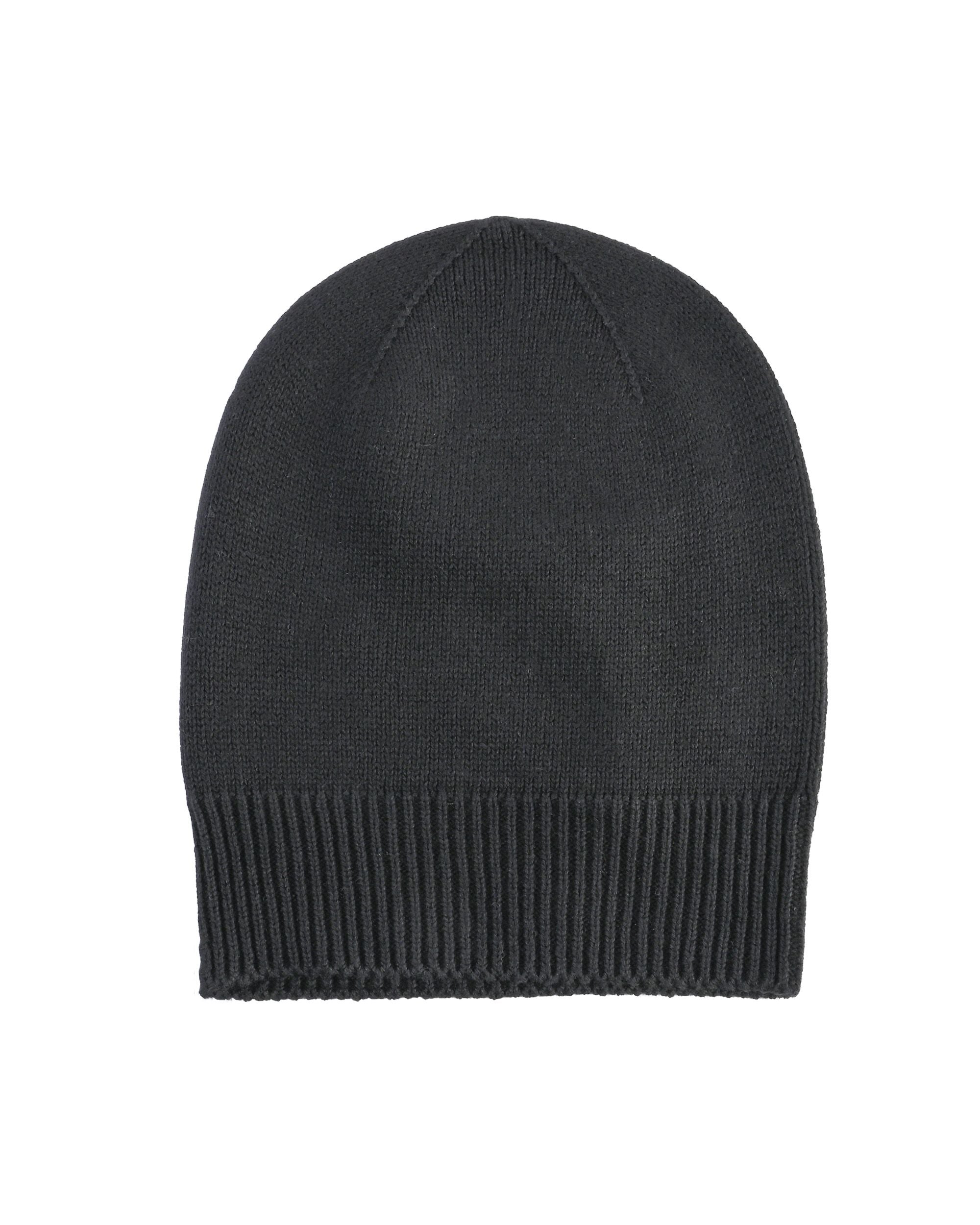 Berretto con risvolto da donna in cashmere Crown of Edinburgh COE 0048 NERO
