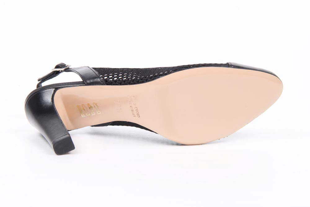 Décolleté Slingback da Donna V 1969 Italia 5512 LAU85 TES RETE NEW RODI NERO