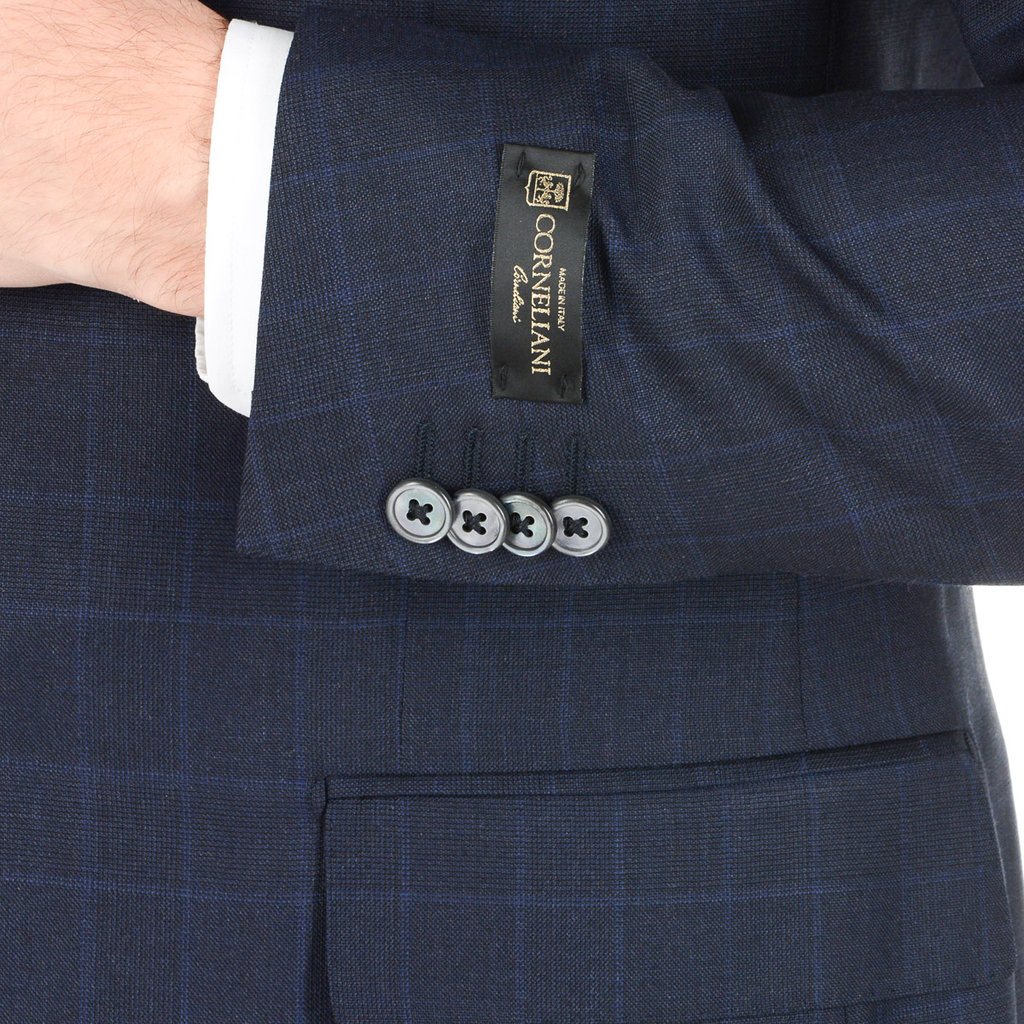 Abito da uomo Corneliani maniche lunghe blu scuro Super 110's
