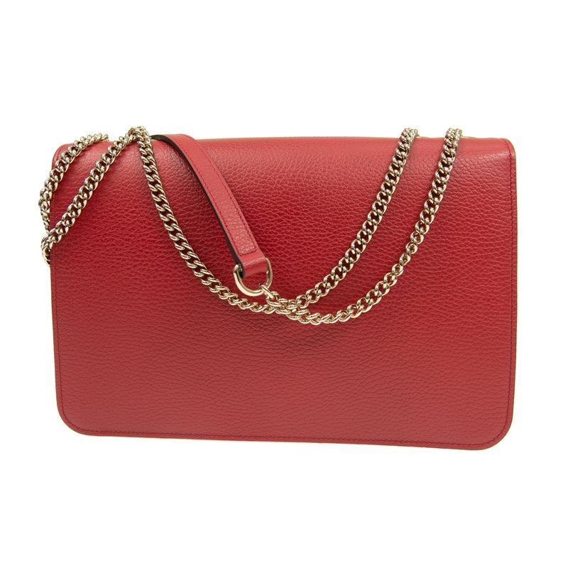 Borsa Gucci Interlocking in pelle con catena rossa